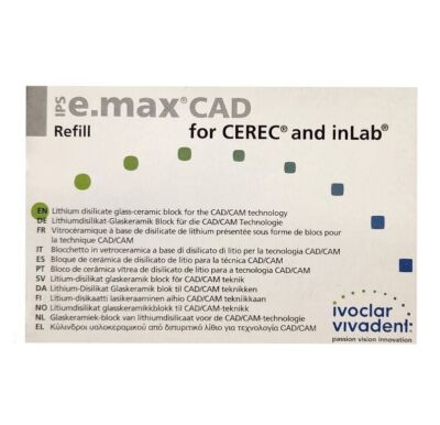 *5-Piece* Ivoclar IPS E.Max CAD For CEREC & inLab LT D4 / I 12 Refill 626383