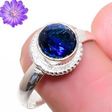 Blue Iolite Gemstone 925 Sterling Silver Ring Handmade Jewelry Ring