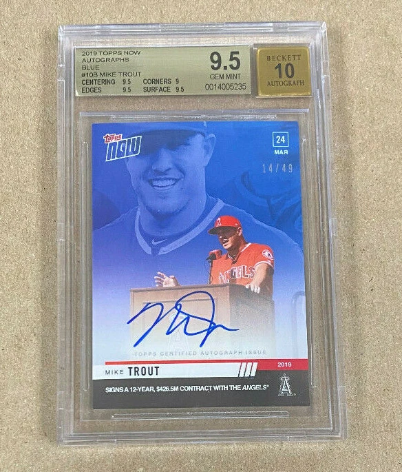 Mike Trout Grade 9.5 Baseball Sports Autographed Trading Cards for