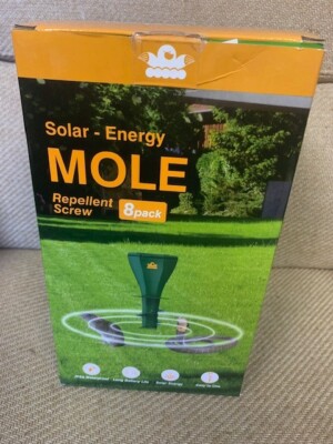 8 pcs Mole Repellent for Lawns, Solar Powered, Screw-Shape-Stake Design, IP65