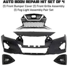 Front Bumper Cover Fascia W/Grille Fog Lights Kit For 2019-2023 Nissan Maxima