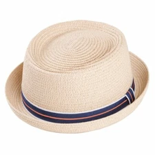 Hawkins Adults Unisex Straw Porkpie With Ribbon Band 393 - Fast Post