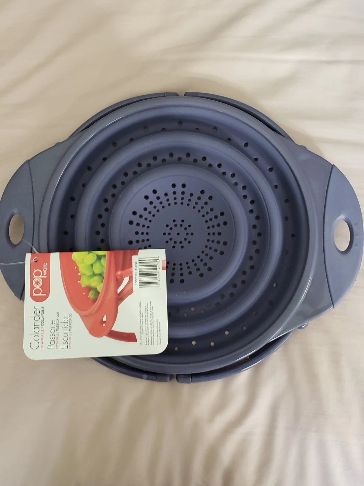 NWT PopWare 10" Expandable colander Purple Sturdy