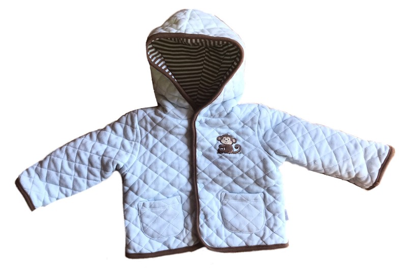 Little Me Infant Baby Hooded Quilted Monkey Jacket Blue 9 mos