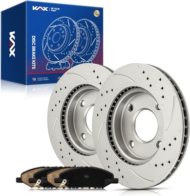 KAX Front Brake Kit Drilled Slotted Rotors Ceramic Pads Fits Versa 09-11