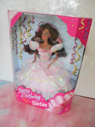 1995 Happy Birthday Brunette Barbie #14663 NRFB Vintage Mattel