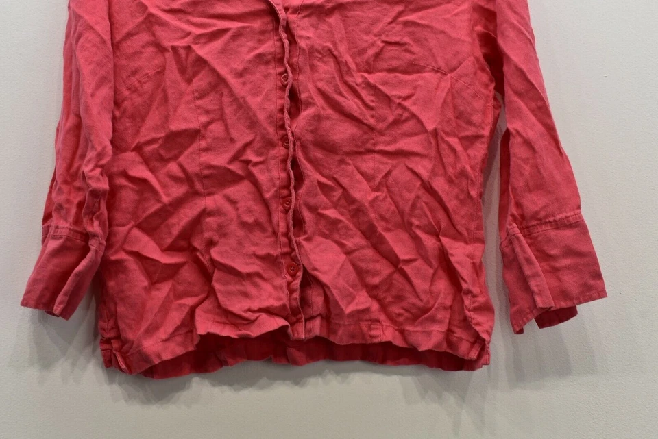 Talbots Womens Solid Red Long Sleeve Button Up Irish Linen Casual Dress Shirt 12 - Image 4 of 4