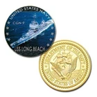U.S. United States Navy | USS Long Beach CGN-9 | Gold Plated Challenge Coin