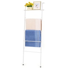 5-Tier Towel Blanket Ladder Shelf Wall Leaning Standing Bath Towel Storage Rack