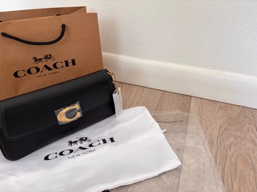 NWT COACH CAM16 Jet Shoulder Bag Refined Calf Leather Black
