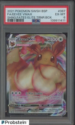 2021 Pokemon SWSH BSP Shining Fates Elite Trainer Box #087 FA Eevee VMax PSA 6