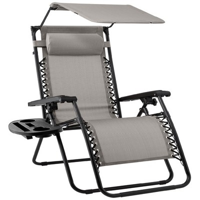 Best Choice Products Folding Zero Gravity Recliner Lounge Chair Canopy Side Tray