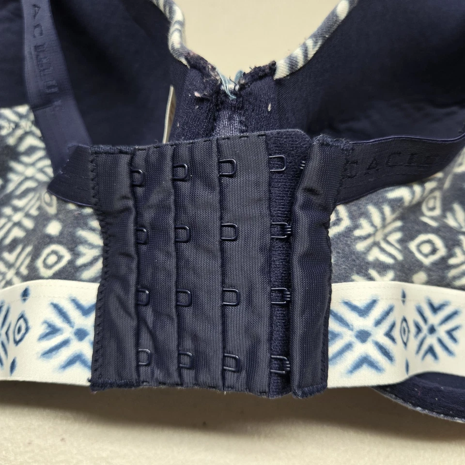 Cacique Women Bra 40DDD Navy Bluew Geometric Fair Isle Lightly Lined T Shirt - Image 3 of 4