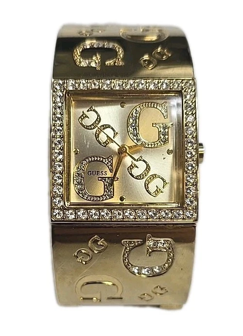 Vintage Guess Women\'s Two Tone Rectangle Watch Gold Silver Logo Bracelet G66520L GUESS Rectangle Polished Wristwatches for sale | eBay main image 3