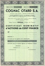 COGNAC OTARD SA France 100FFR  blank / not issued  - now a part of Bacardi Group