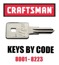 Craftsman toolbox key / Llaves / Cut by keys code / key code Series 8001-8223