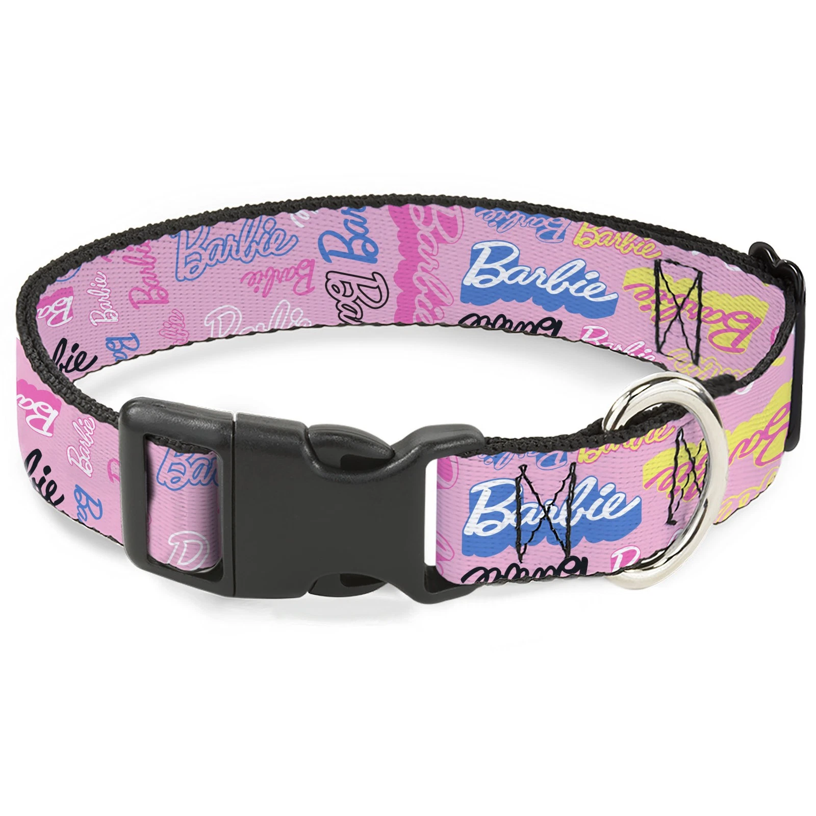 Plastic Clip Collar BARBIE Script Signature Collage Pink/Multi Color (US IMPORT)