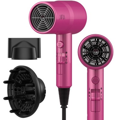 Diffuser Hair Dryer Full-Featured Blow Dryer 110V/1600W(Neon Pink)
