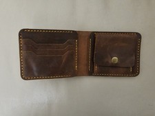 Genuine Leather Men’s Wallet – Handmade Brown Bifold with Coin Pocket