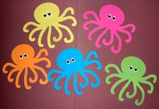 5  OCTOPUS   cardstock paper die cut embellishments
