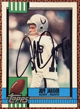 Jeff Jaeger Los Angeles Raiders 1990 Topps Signed Auto Autograph Rookie Card