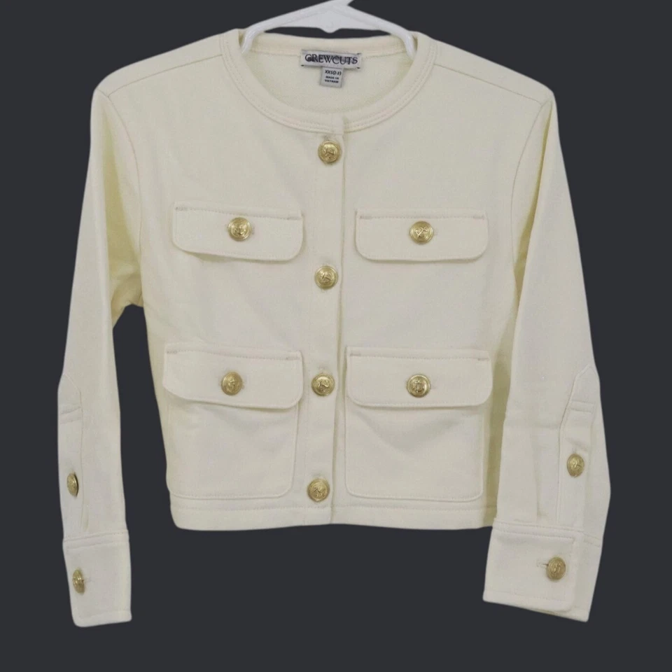 Chaqueta Crewcuts French Terry Dama Niñas XXS (2-3) Marfil Rich Auntie Core Nueva con Etiquetas Foto 2 de 4