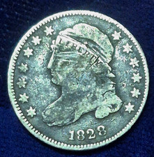 1828 Cap Bust Dime Small Date Only 125K Minted Survival Est Less 350 VG Features