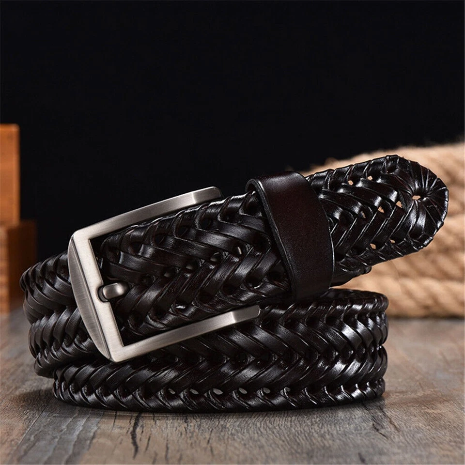 Ceinture tressée pour hommes Ceinture tissée Bracelet de vache en cuir... - Photo 2/4