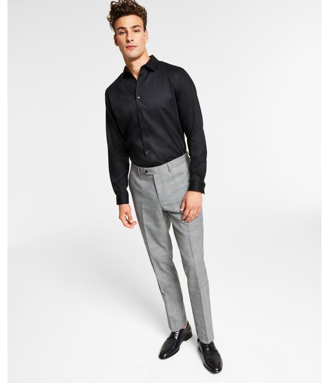 Повседневные брюки в клетку в елочку bar III Мужские приталенные повседневные брюки в клетку в елочку 11890₽