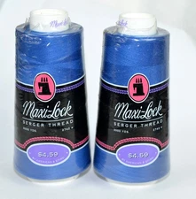 MAXI-LOCK BLUE 3000 Yd spool 100% polyester overlock sewing thread Lot of 2 New