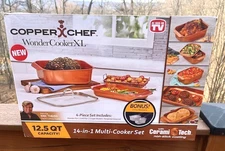 NIB Copper Chef Wonder Cooker XL Brown 14 In 1 Multi-Use 12.5 QT w/ Lid, Baskets