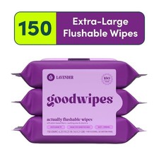 Flushable Lavender Scented Wet Wipes 3 Packs 150 Count Moist Toilet Wipes