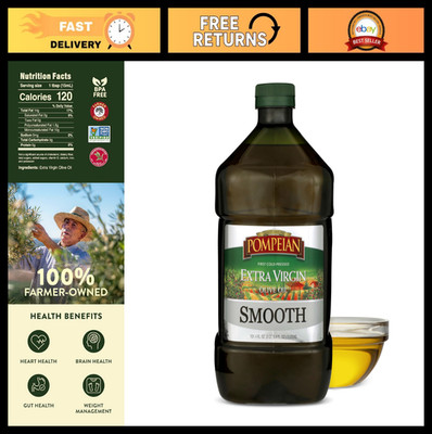 Extra Virgin Olive Oil - Smooth, First Cold Pressed, 101 Fl Oz, Rich in Polyphen