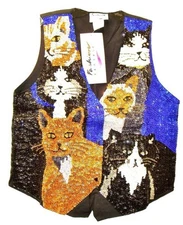 Sequin Vest Fancy Felines (Adult-Unisex)