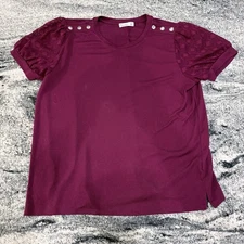 89th & Madison Womens XL Short Sleeve Red Top Laced sleeves