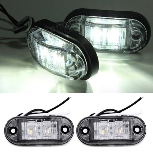 LED 2pcs White Side Marker Lights super Clearance Lamp Truck Trailer 12V Set - Picture 2 of 13