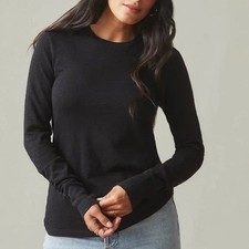 American Giant Black Long Sleeve Crew Neck T-Shirt Made in USA Size M