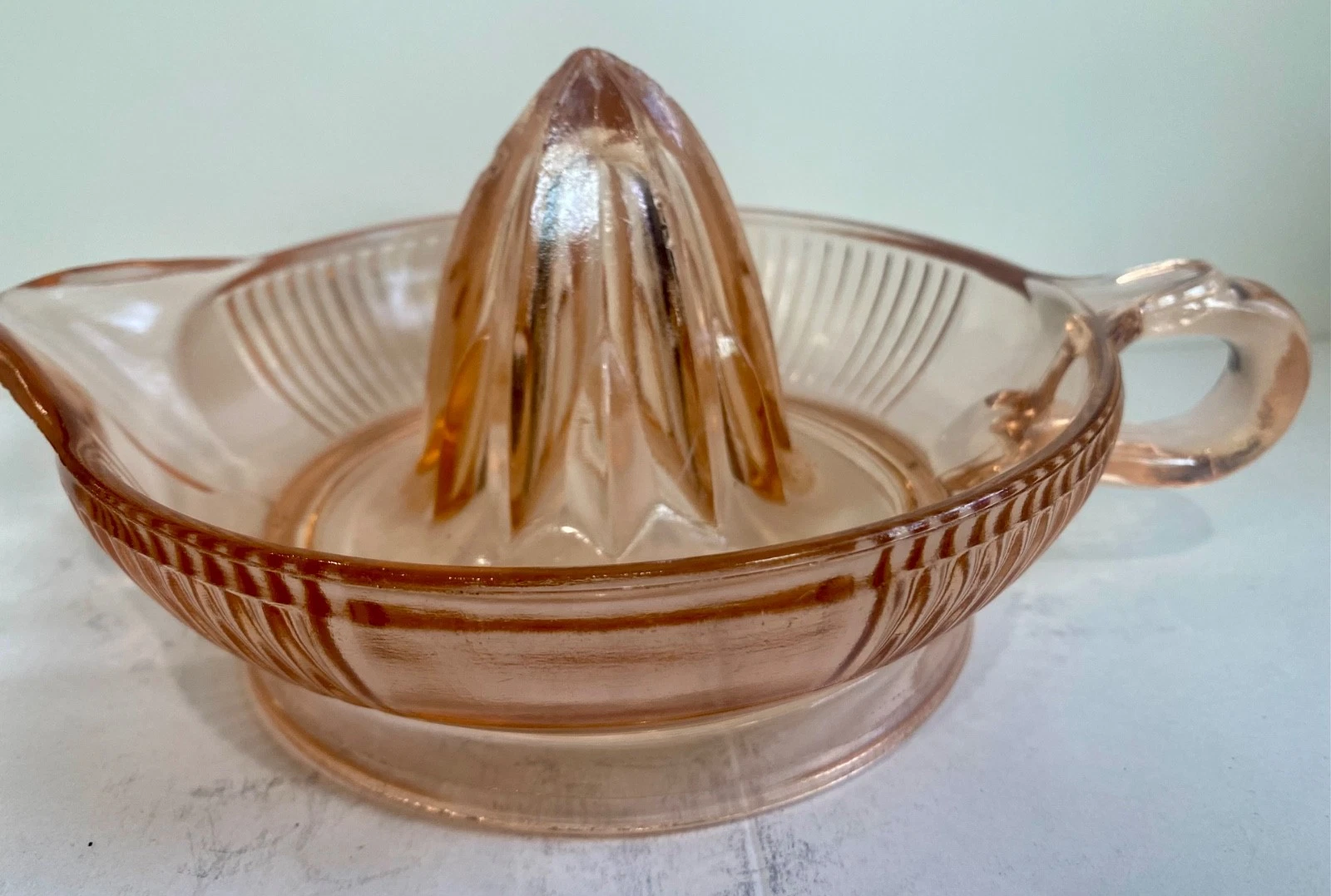 Vintage Pink / Peach Glass Citrus Reamer Juicer
Opens in a new window or tab