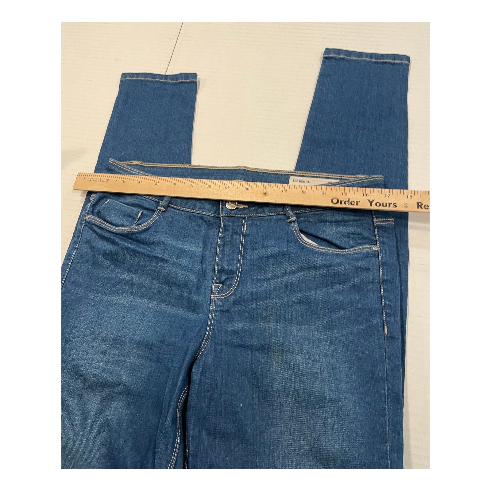 Zara women's blue skinny jeans size 8 Mid rise skinny stretch denim TRF denim image 3