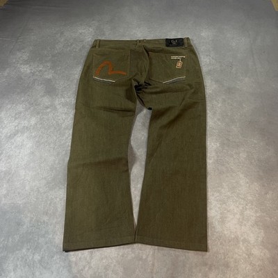 Evisu Straight Jeans W36 L28 grün 2000s vintage style rare backprint A102