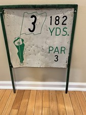 Vintage Metal Golf Course Hole Sign- Hole 3 - 182 Yards- Par 3.