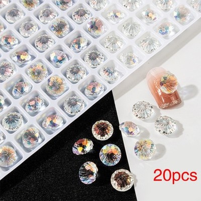 20Pcs Pointed Bottom Nail Rhinestones Diamond Nail Charms 3D Crystal Gems