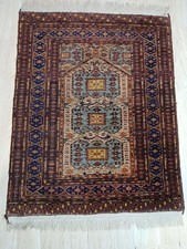 Vintage Afghan Tribal Geometric hand-Knotted 100 Wool Prayer Rug 22"x31"