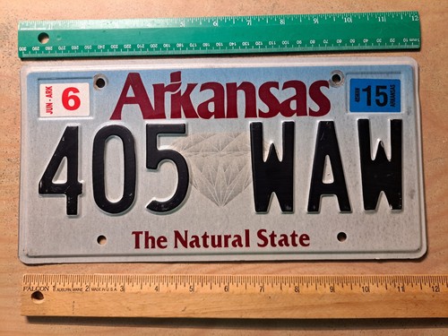 License Plate, Arkansas, 2015, Passenger, 405 diamond WAW