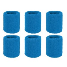 Wristbands Sweatbands, Sports Wrist Bands 3 x 3'' 6 Pack Lake Blue