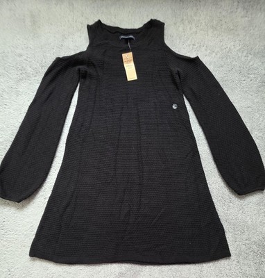 Dress Womens XXS Black Sweater Knit Cold Shoulder American Eagle Outfitters 