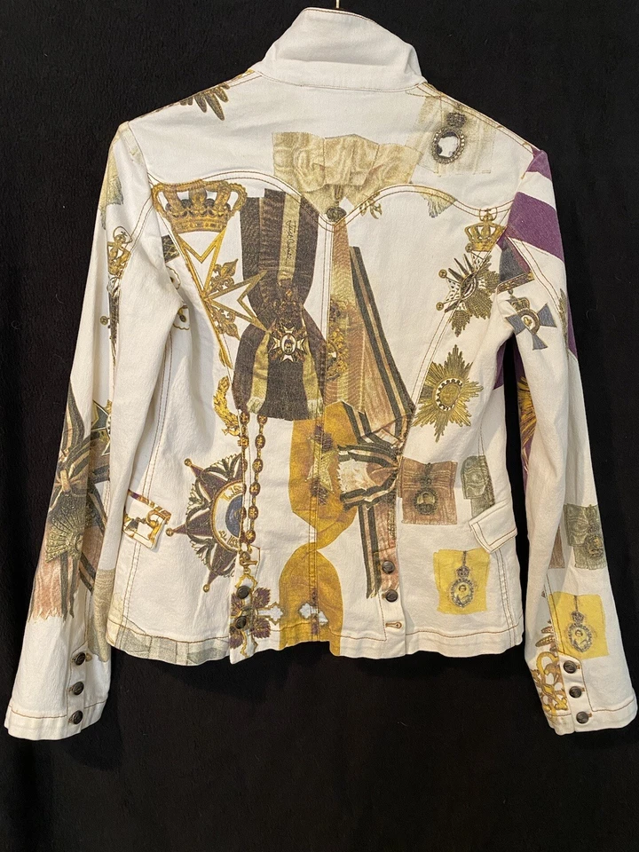 Chaqueta de Diseñador Just Cavalli Años 2000 DEFECTUOSA para Mujer Talla M EXCELENTE C G3D Foto 2 de 4