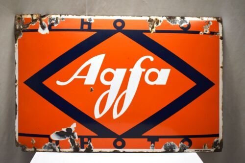 Vintage Agfa Camera German Advertising Sign Board Porcelain Enamel Collectible"8 - Afbeelding 1 van 5