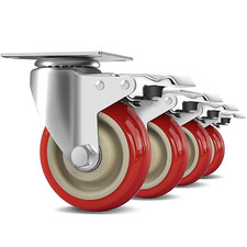 4 Inch Heavy Duty Swivel Caster Wheels with Brake, Set of 4, Industrial Locking