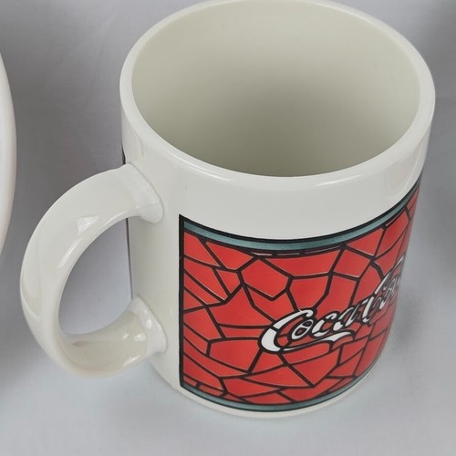 Gibson Housewares Coca-Cola Stained Glass 2 Bowls and 1 Mug 1996 VTG - Picture 8 of 13
